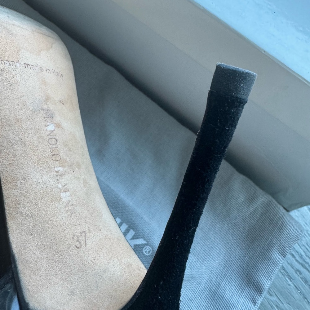 Manolo Blahnik Fersen 105MM Suede-Trimmed PVC Heel Sandals Size 37 - Picture 7 of 9